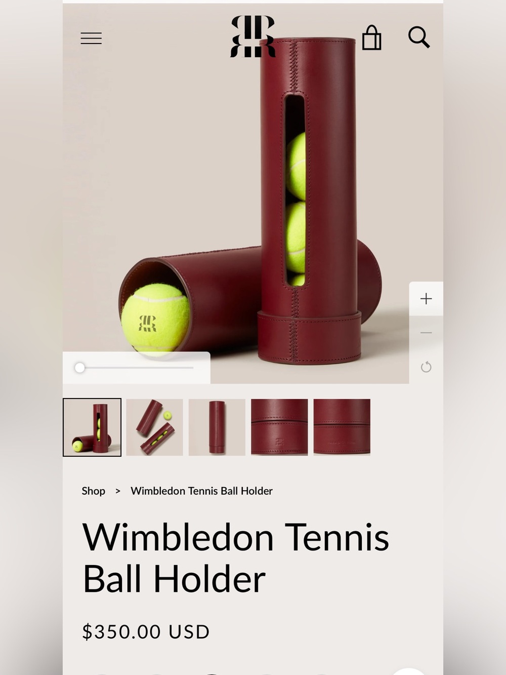 Paradise Row Wimbledon Tennis Ball Holder- Oxblood Red (Burgundy)